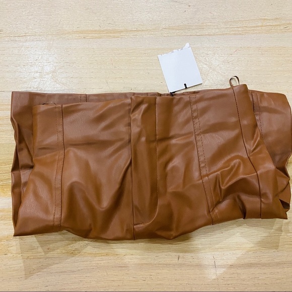 Zara brown vegan leather miniskirt NEW - Picture 5 of 5
